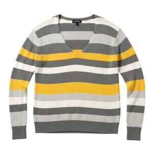 Express Striped Pullover V-Neck Sweater - Size Small